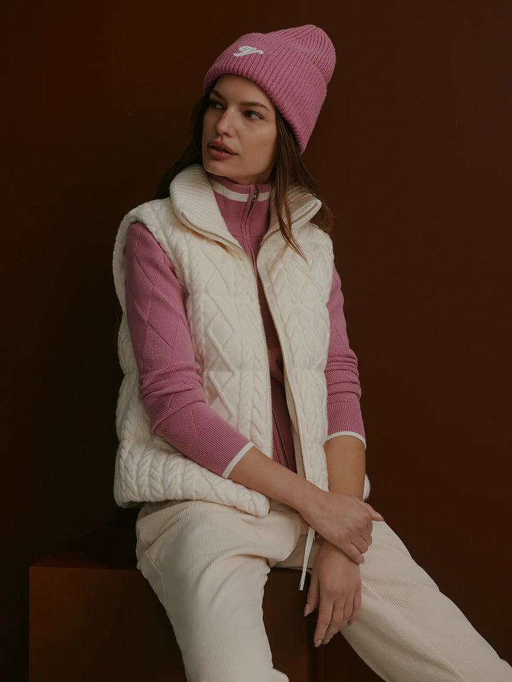 Irina Cable Knit Gilet in Egret