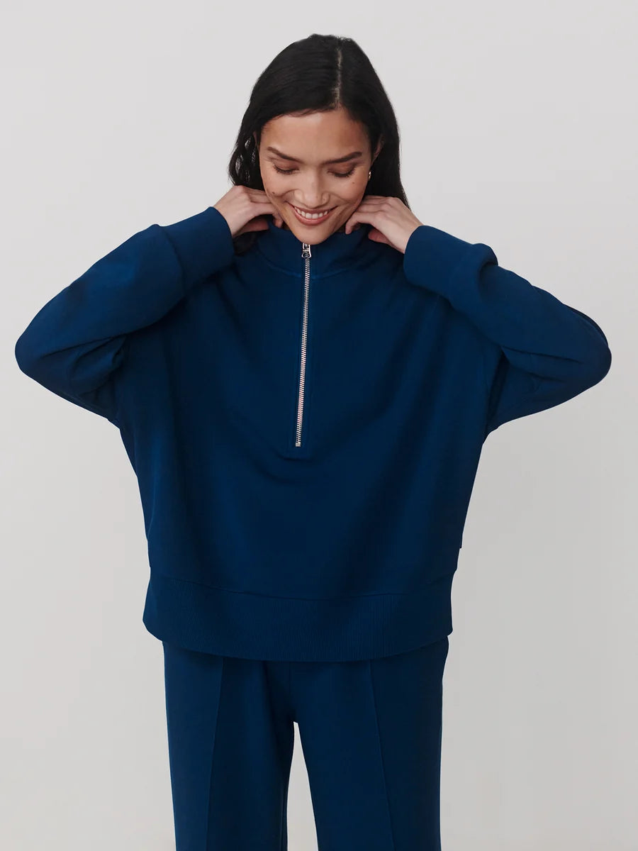 Mavis Mock Neck Sweat in Sea Blue