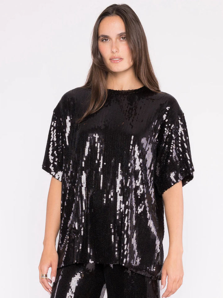 Sequin Party Top in Black