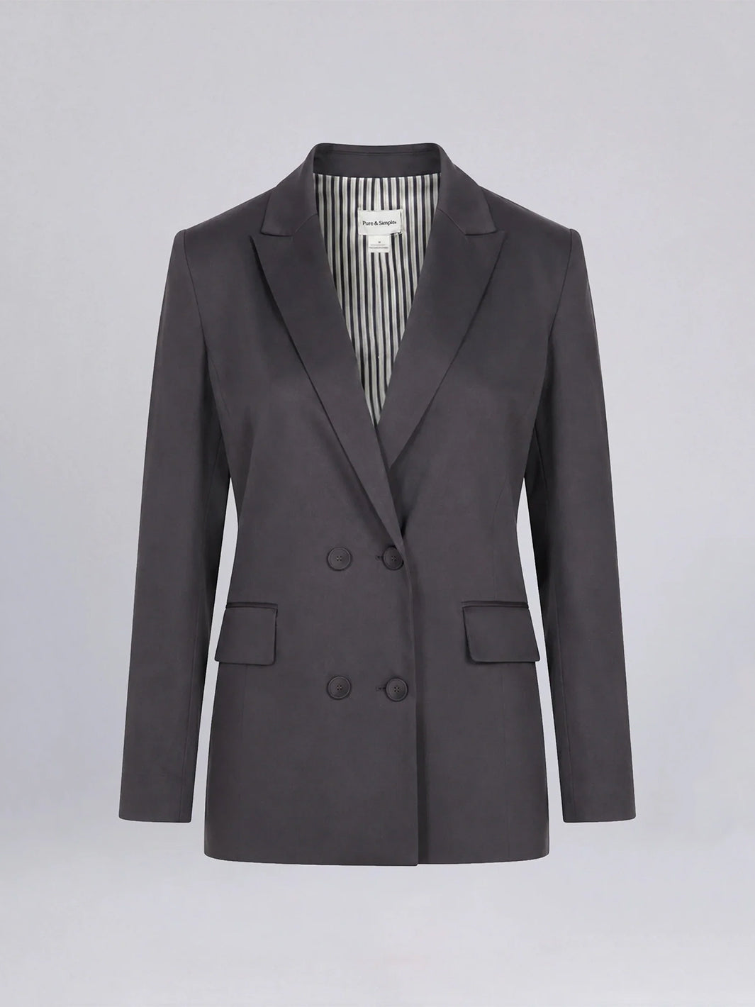 Industry Satin Double Breast Jacket in Pewter