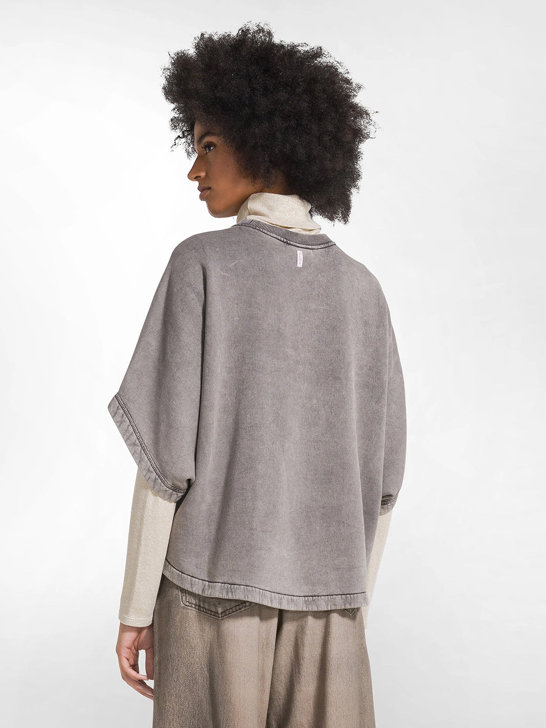 Marbled Organic Cotton Cape in Taupe Brown