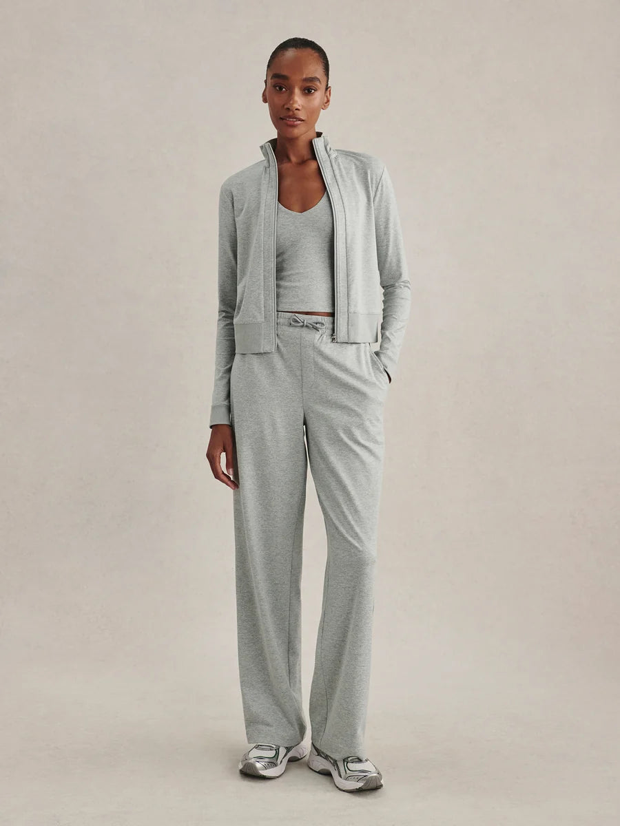 Rufus Cropped Zip-Through Sweat in  Blue Green Marl