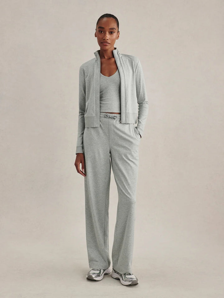 Rufus Cropped Zip-Through Sweat in  Blue Green Marl