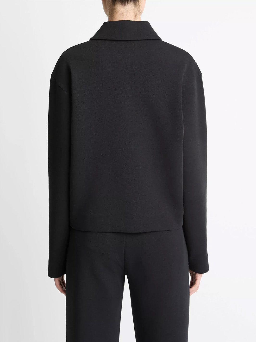 Cotton-Blend Half-Zip Pullover in Black