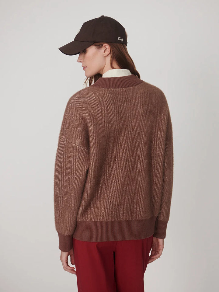 Zenia Zip Through Knit Jacket in Nutmeg