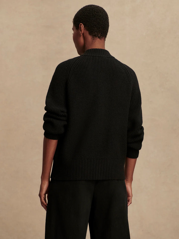 Milo Zip Through Knit Jacket in Black