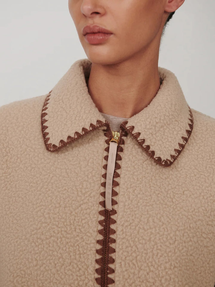 Ruiko Zip-Through Fleece in Light Taupe