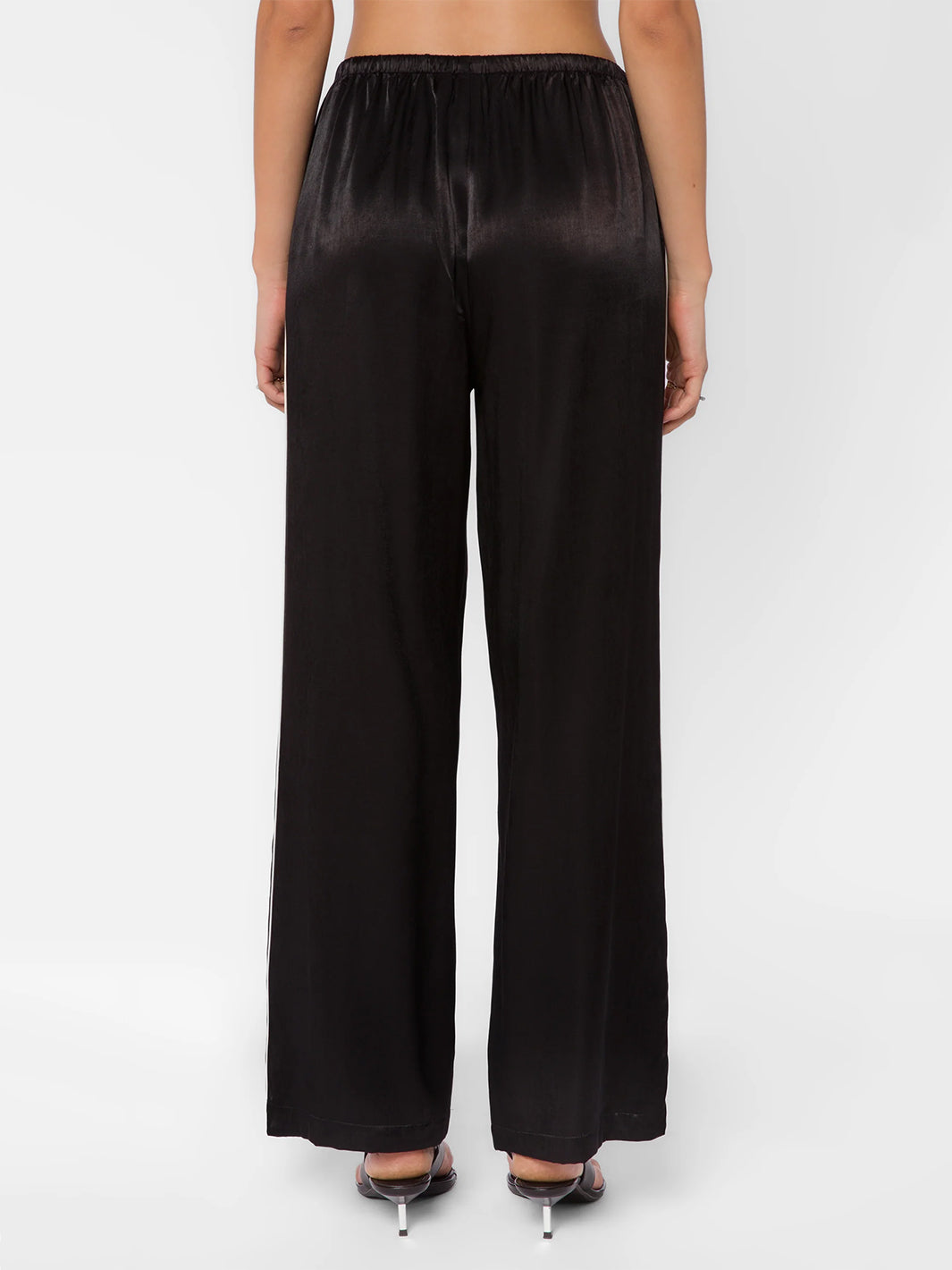 Doris Black Satin Pants in Black