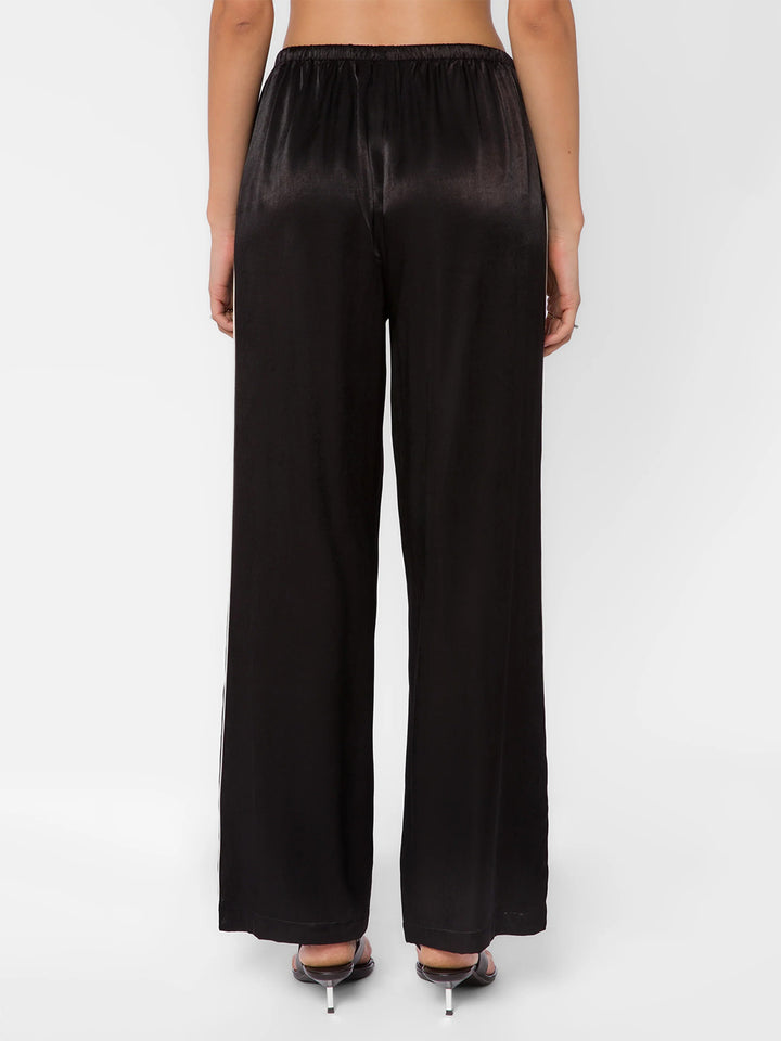 Doris Black Satin Pants in Black