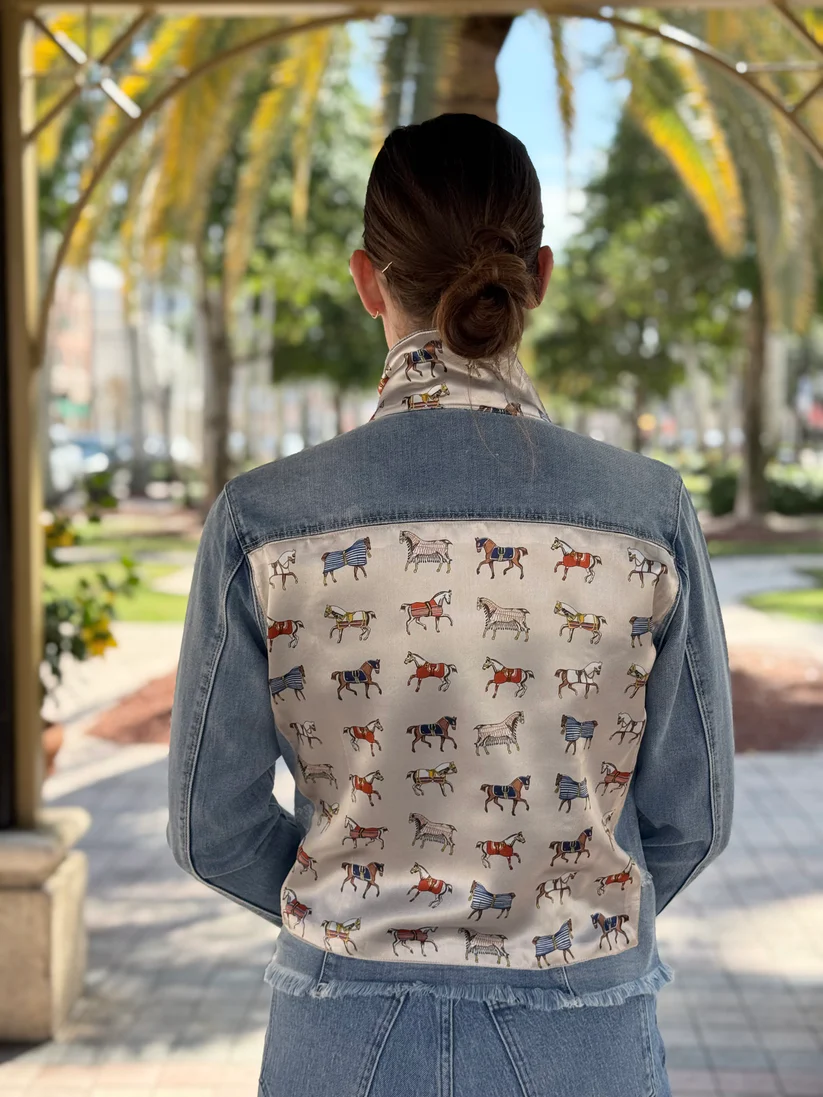 The Light Denim Jacket / Equine Elegance / Pearl White