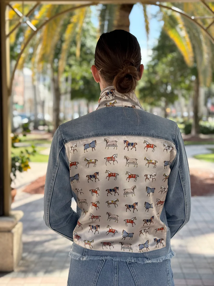 The Light Denim Jacket / Equine Elegance / Pearl White