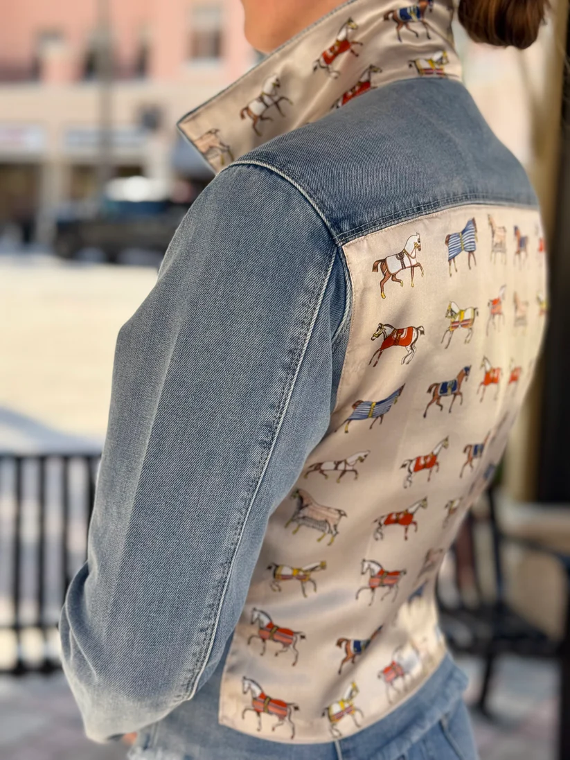 The Light Denim Jacket / Equine Elegance / Pearl White