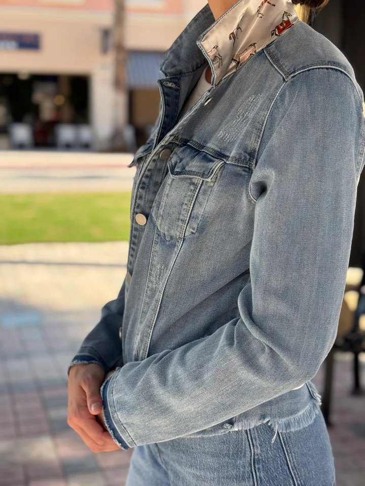 The Light Denim Jacket / Equine Elegance / Pearl White