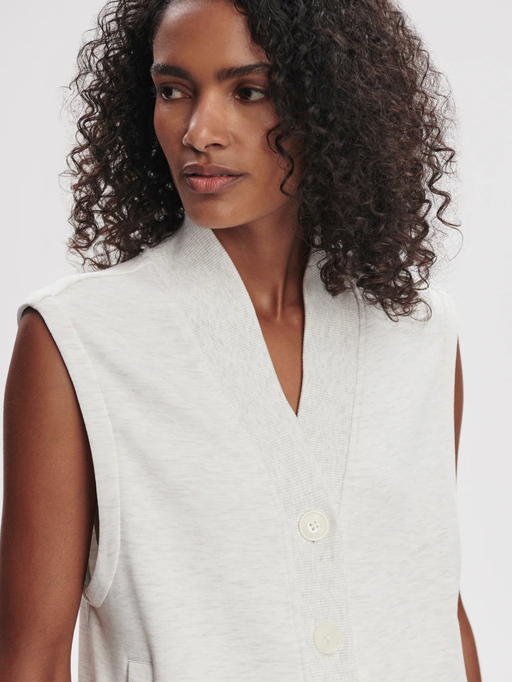 Vicky Button Gilet in Ivory Marl