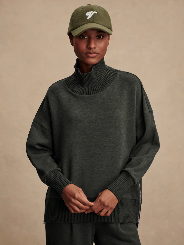 Barker High Neck Sweat in Olive Marl