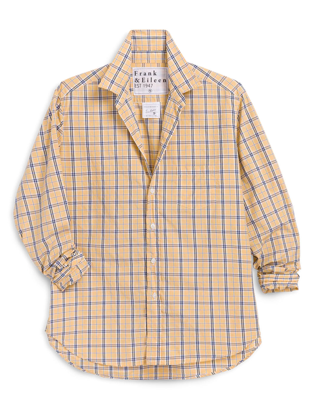 Eileen Relaxed Button-Up Shirt in Yellow with Blue Plaid
