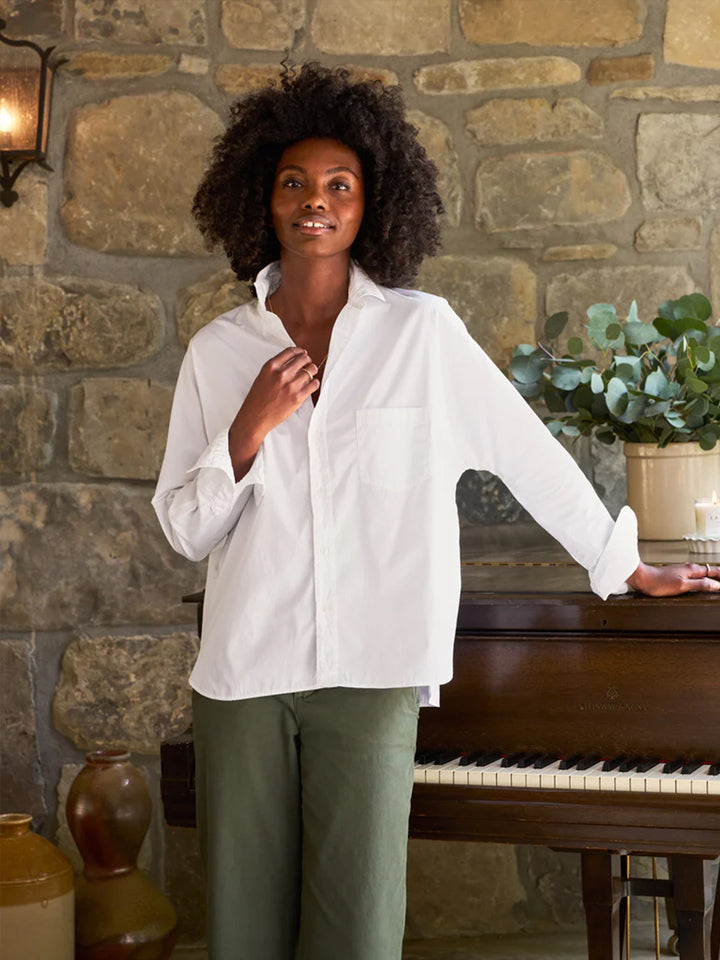 Oona Continuous Sleeve Button-Up Shirt in White