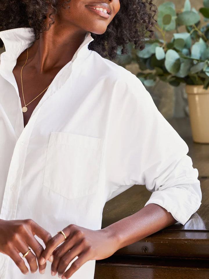 Oona Continuous Sleeve Button-Up Shirt in White