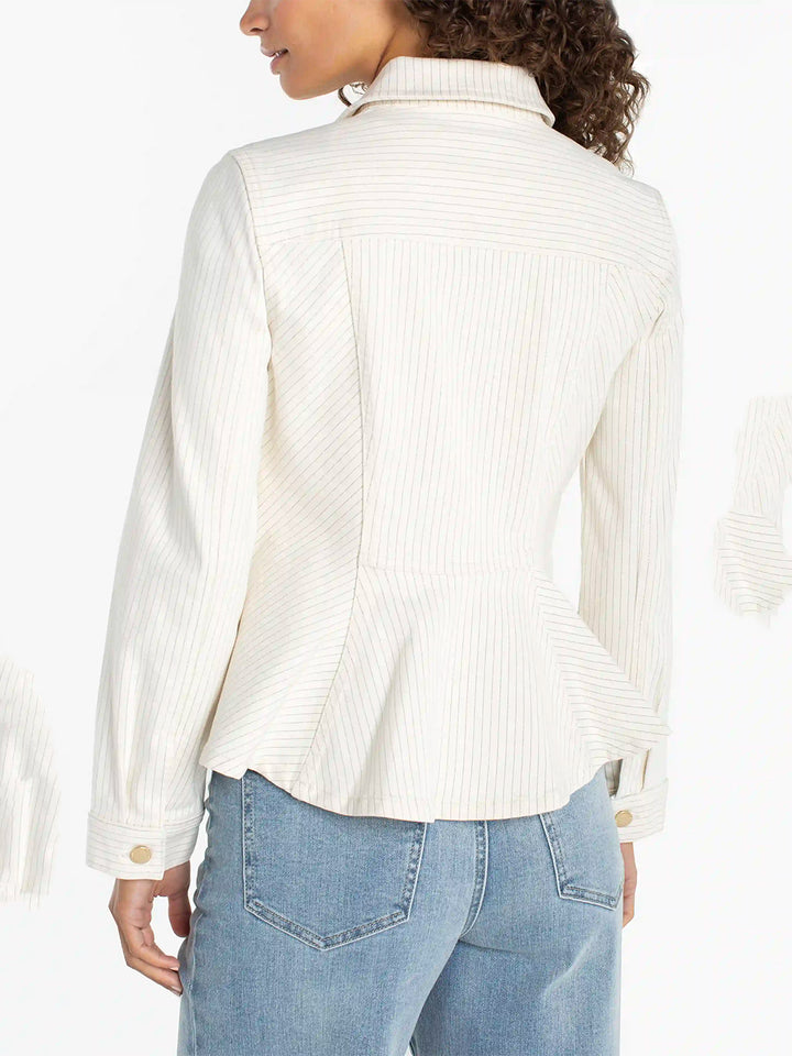 Fit And Flare Trucker Jacket in Nautical Stripe