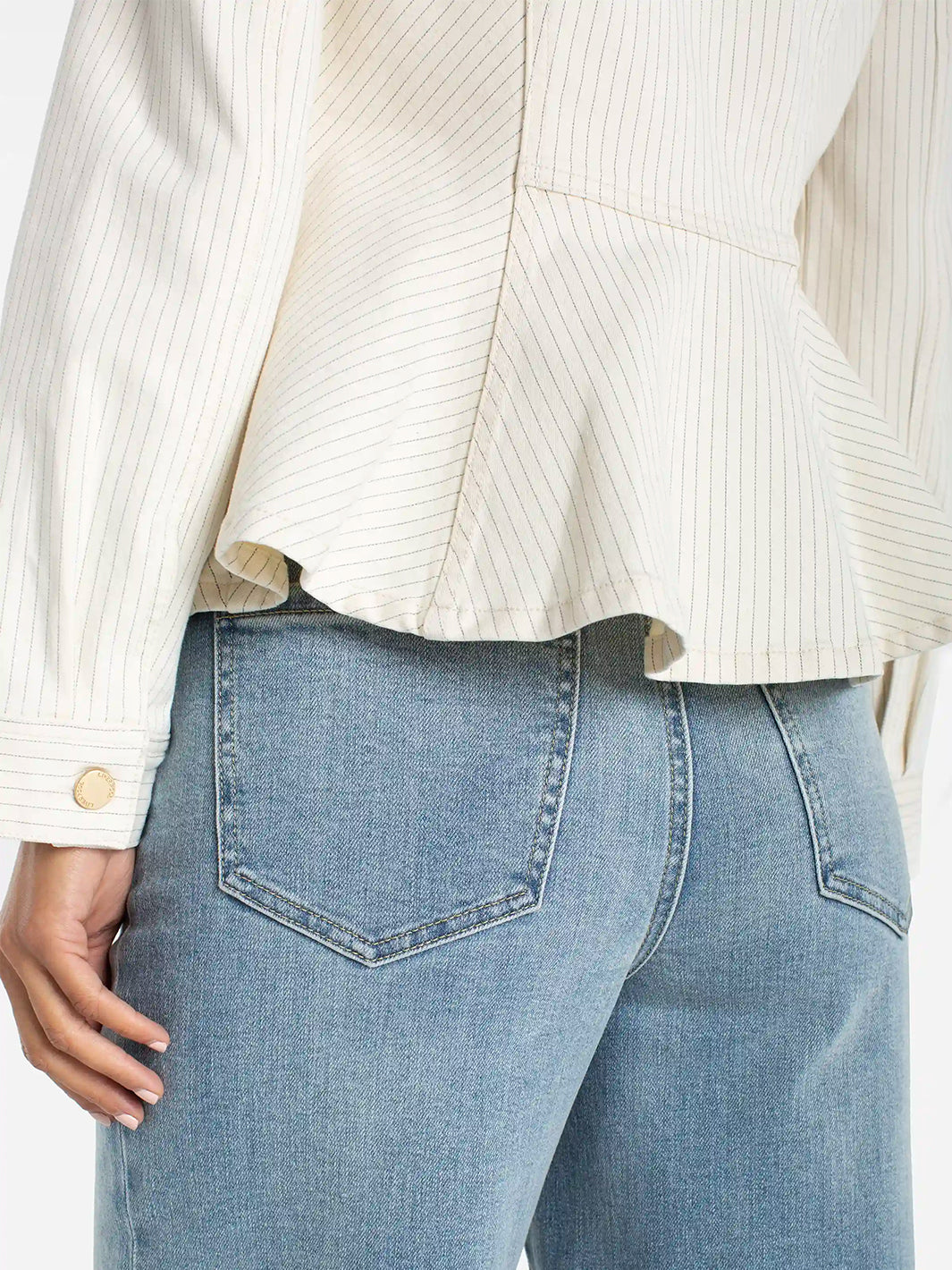 Fit And Flare Trucker Jacket in Nautical Stripe