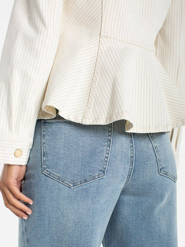 Fit And Flare Trucker Jacket in Nautical Stripe