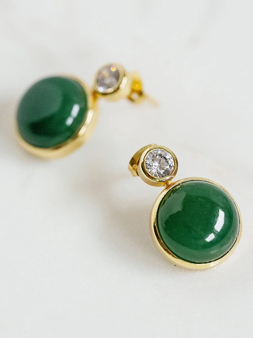 Floating Gem Stud Earrings in Green Aventurine