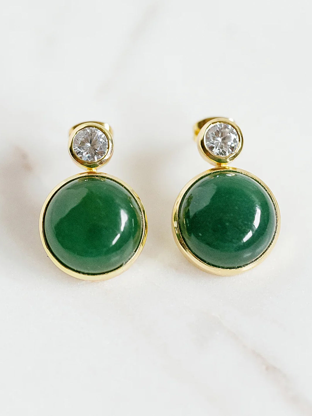 Floating Gem Stud Earrings in Green Aventurine