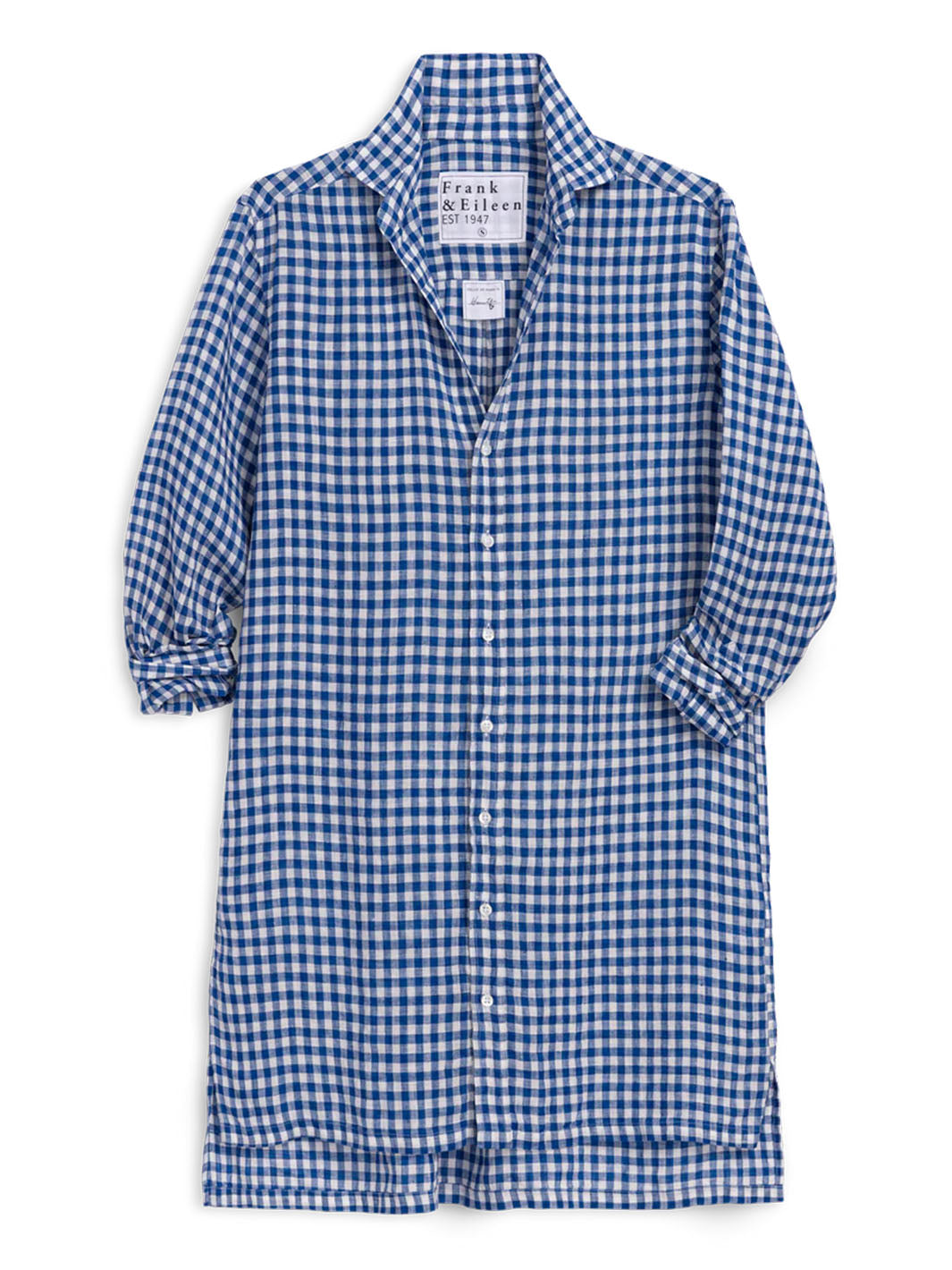 Hunter Step-Hem Shirtdress in Blue Check