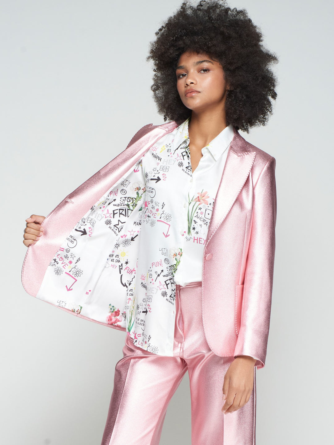 Hilary Blazer in Metallic Pink