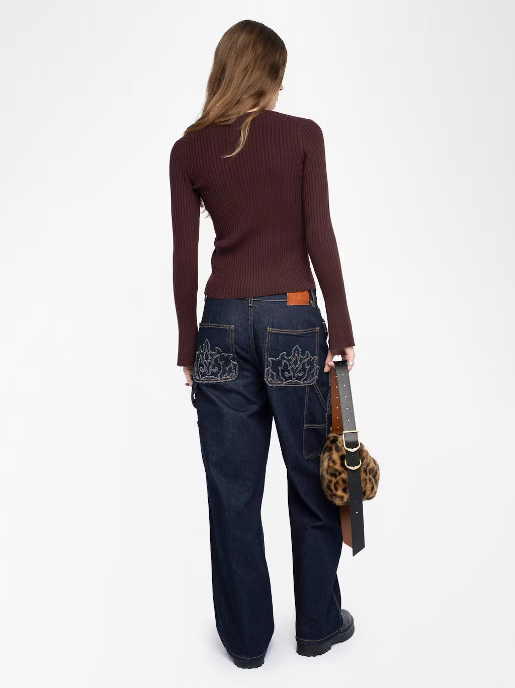 Lyana Red Merino Wool Sweater in Burgundy