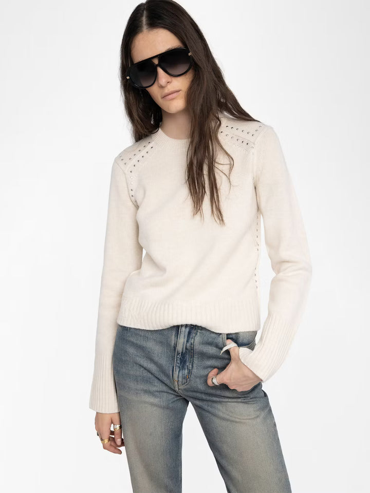 Nalty Wool and Cashmere Sweater in Ecru