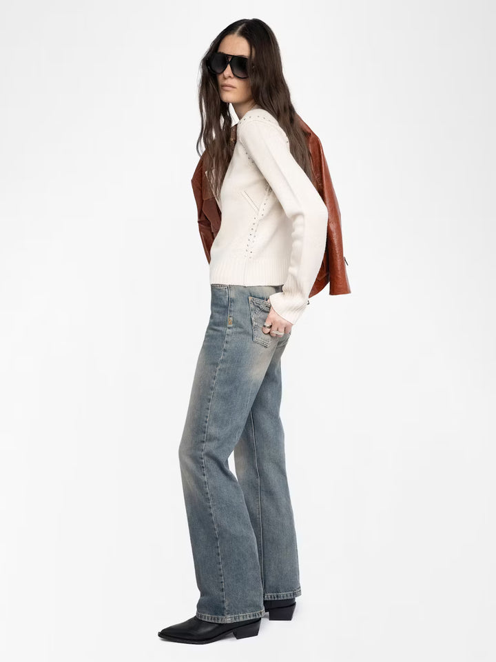 Nalty Wool and Cashmere Sweater in Ecru