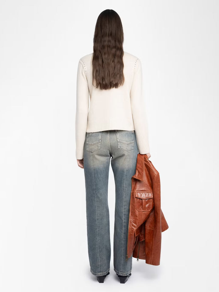 Nalty Wool and Cashmere Sweater in Ecru