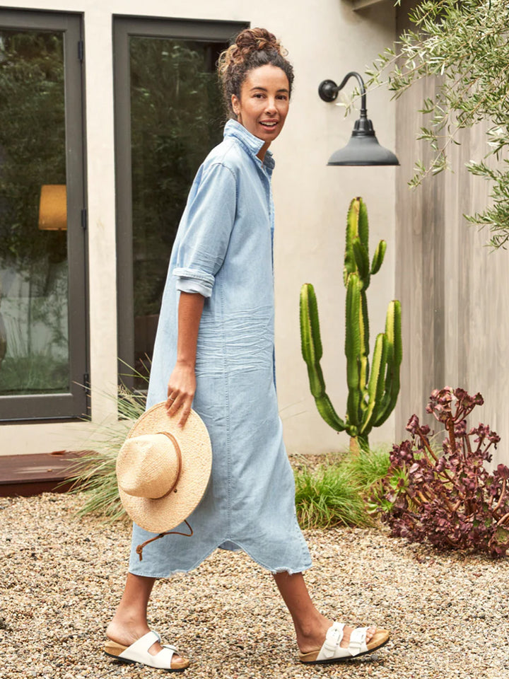 Rory Maxi Shirtdress in Classic Blue Tattered Wash