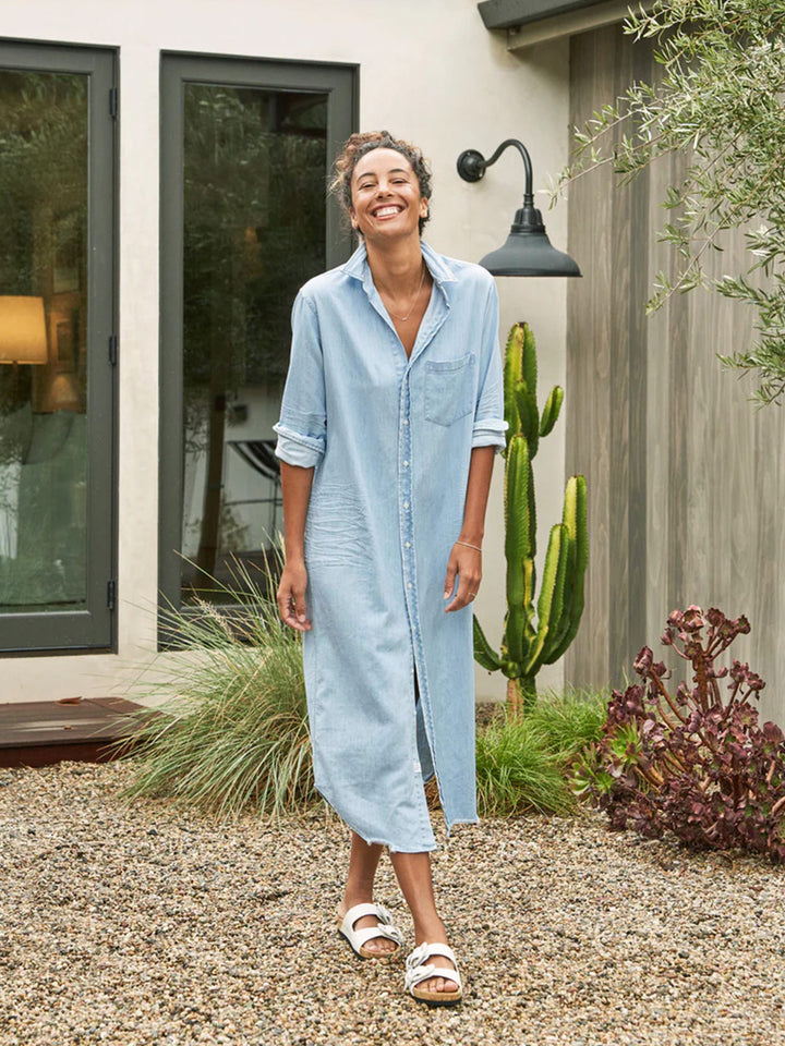 Rory Maxi Shirtdress in Classic Blue Tattered Wash