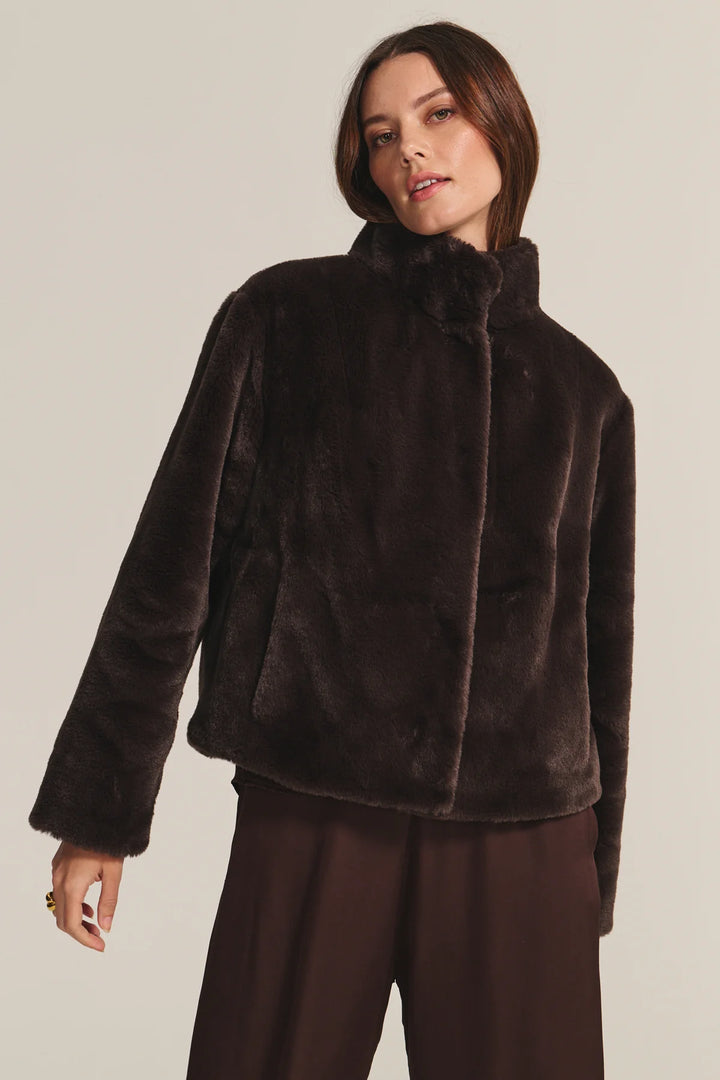 Sheena Luxe Faux Fur Jacket in Espresso