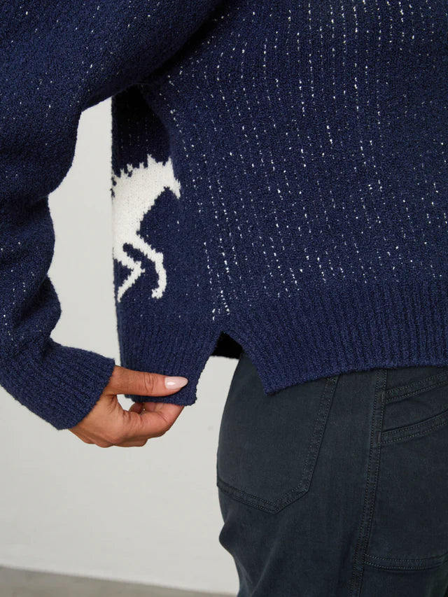 Horse Sweater in Navy/Ivory