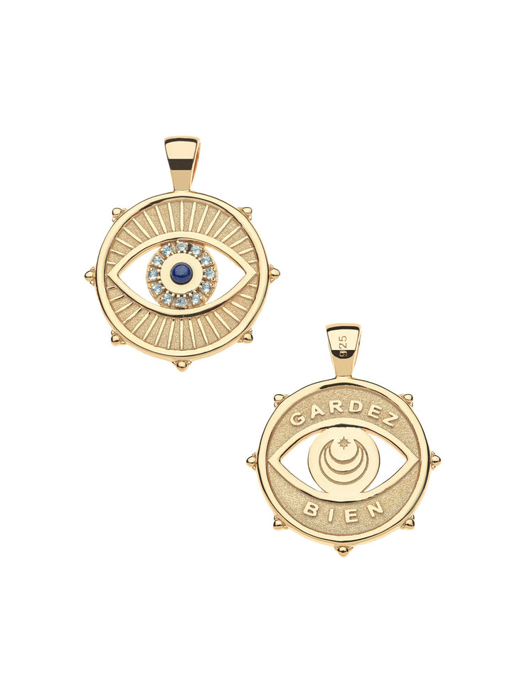 PROTECT With an Open Eye Coin Pendant and Chain in Gold