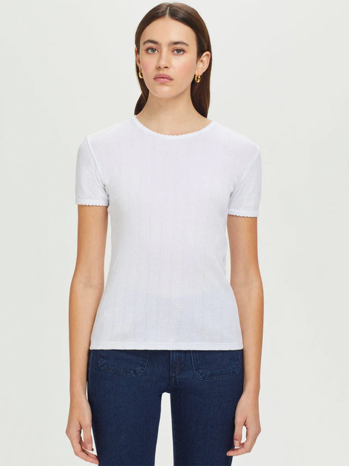 Pointelle Tee in White