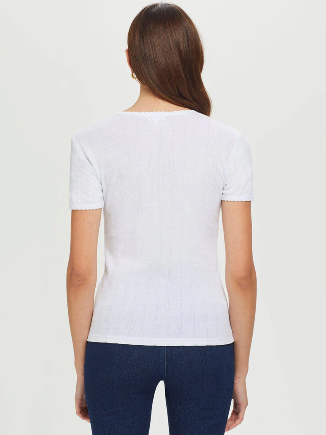 Pointelle Tee in White