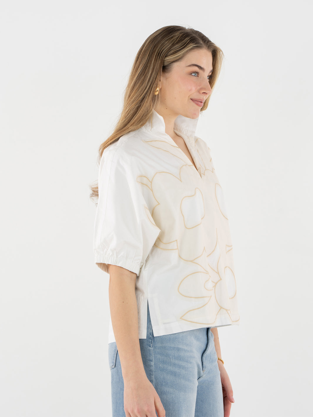 Poppy Top in Beige Bloom