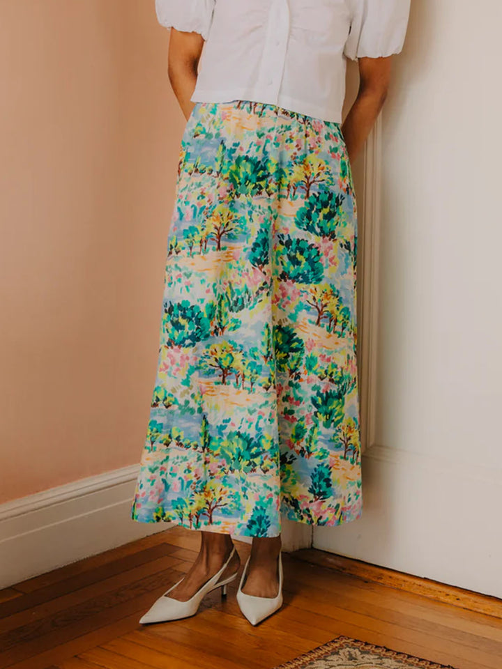 Porto Maxi Skirt in Giverny Garden Print