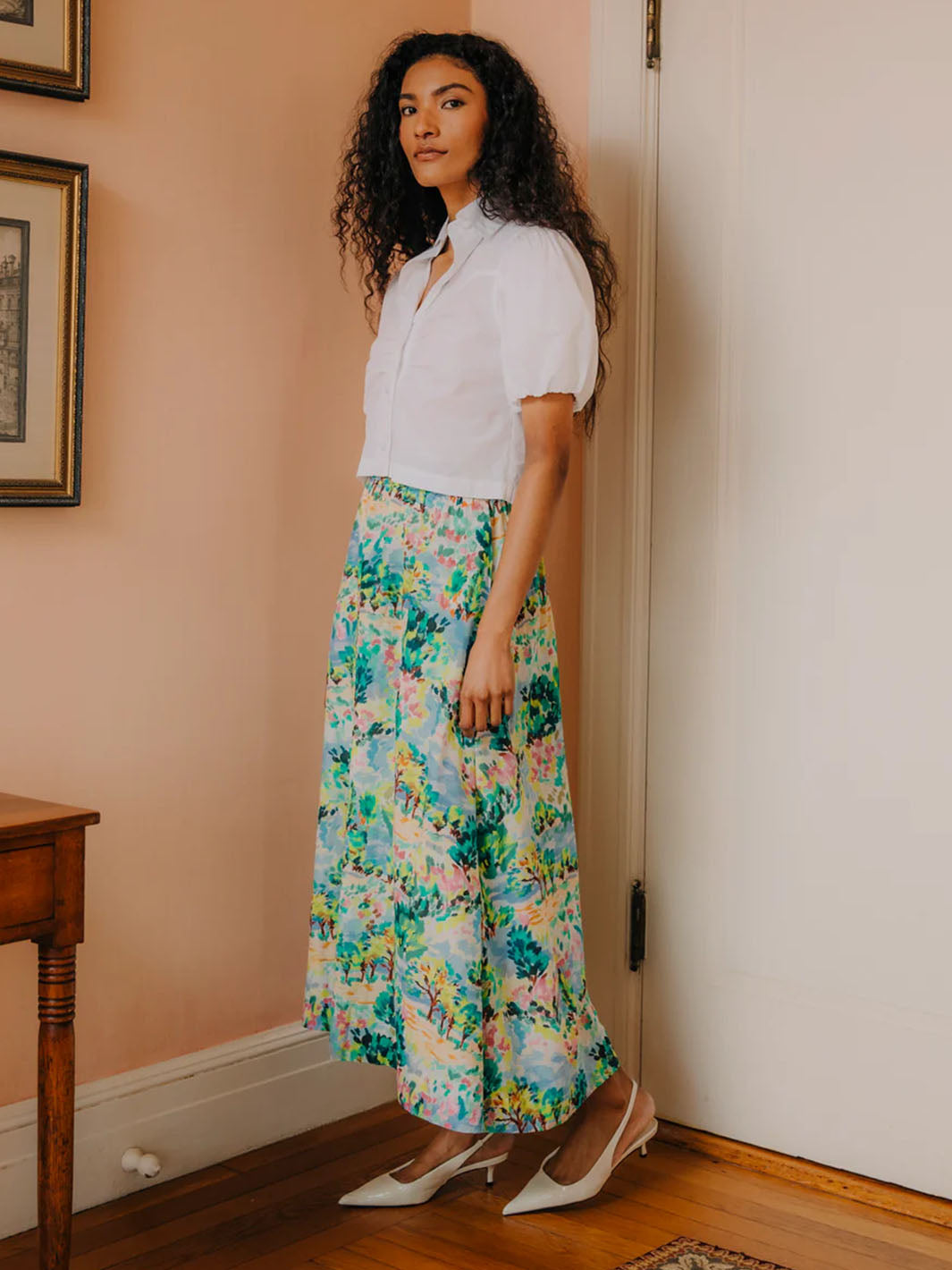 Porto Maxi Skirt in Giverny Garden Print