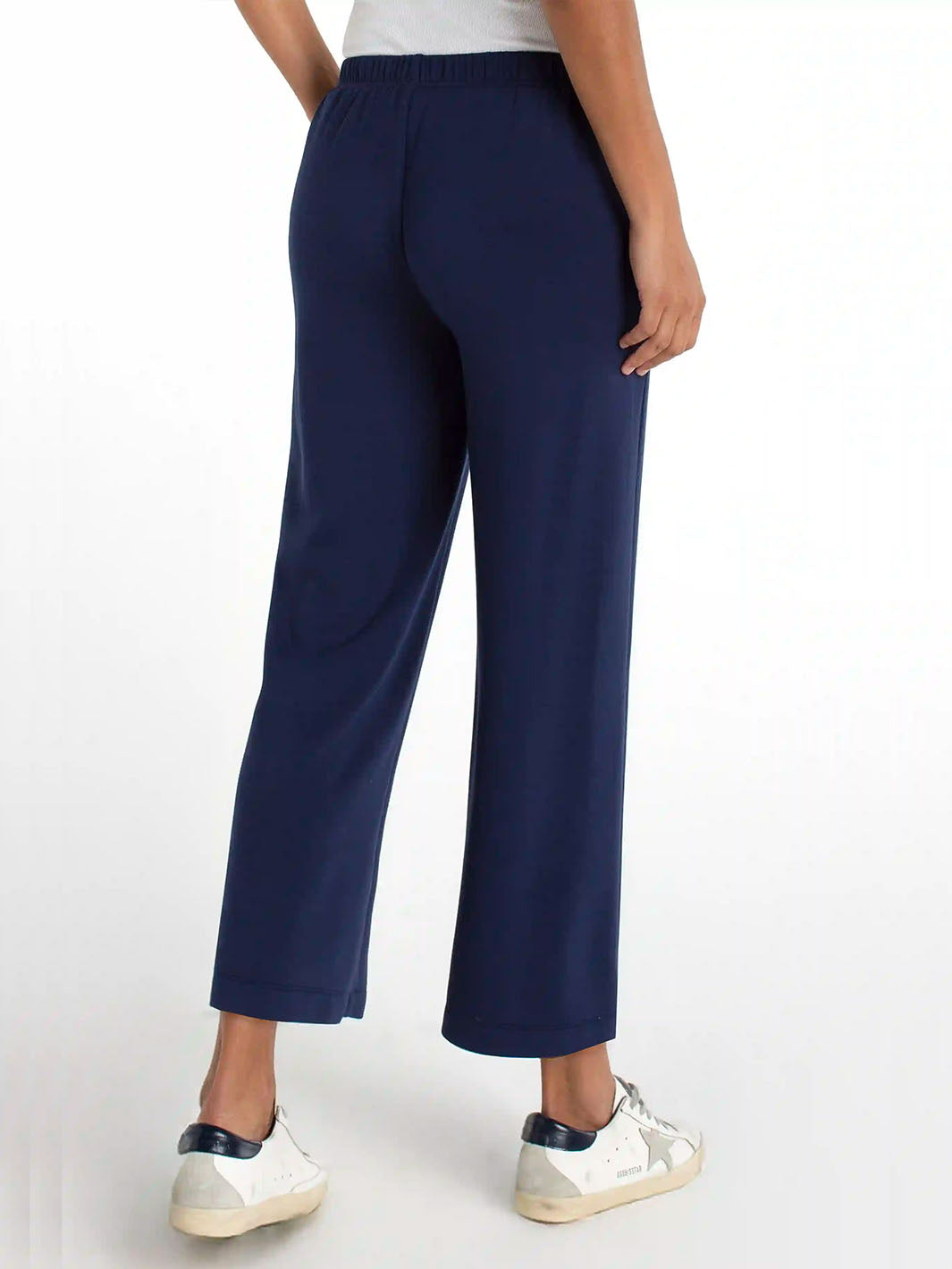 Pull-on Wide Leg Crop in Deep Midnight