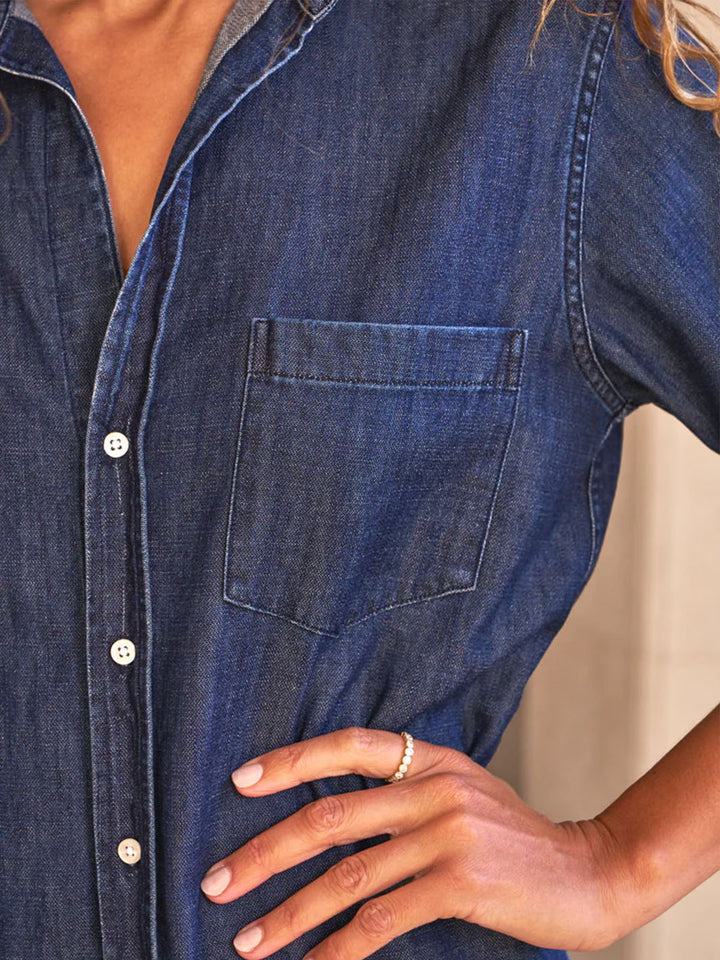 Rory Maxi Shirtdress in Vintage Dark Indigo Wash