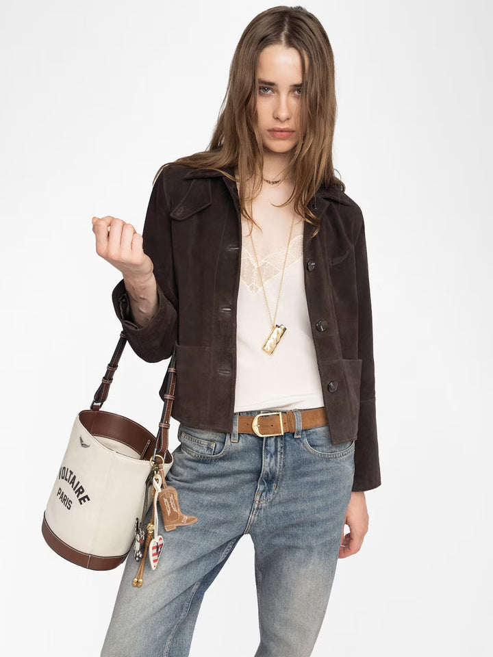 Lessa Suede Jacket in Dark Chocolate