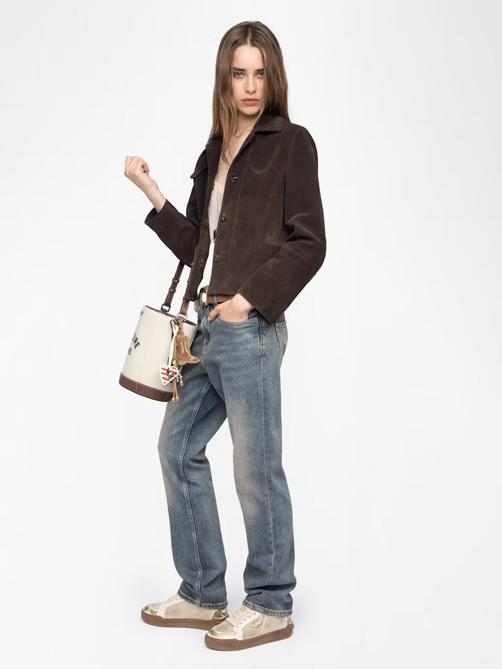 Lessa Suede Jacket in Dark Chocolate
