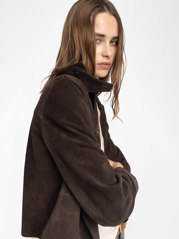 Lessa Suede Jacket in Dark Chocolate