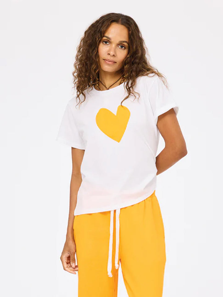 Suke Imperfect Heart Tee in White/Clementine