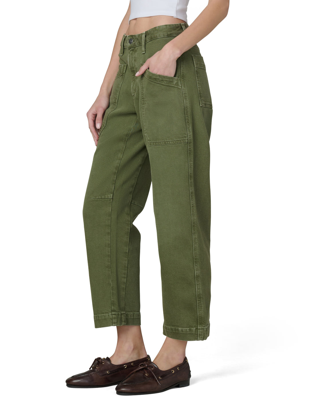 Double Pocket Barrel Jeans in Winter Moss